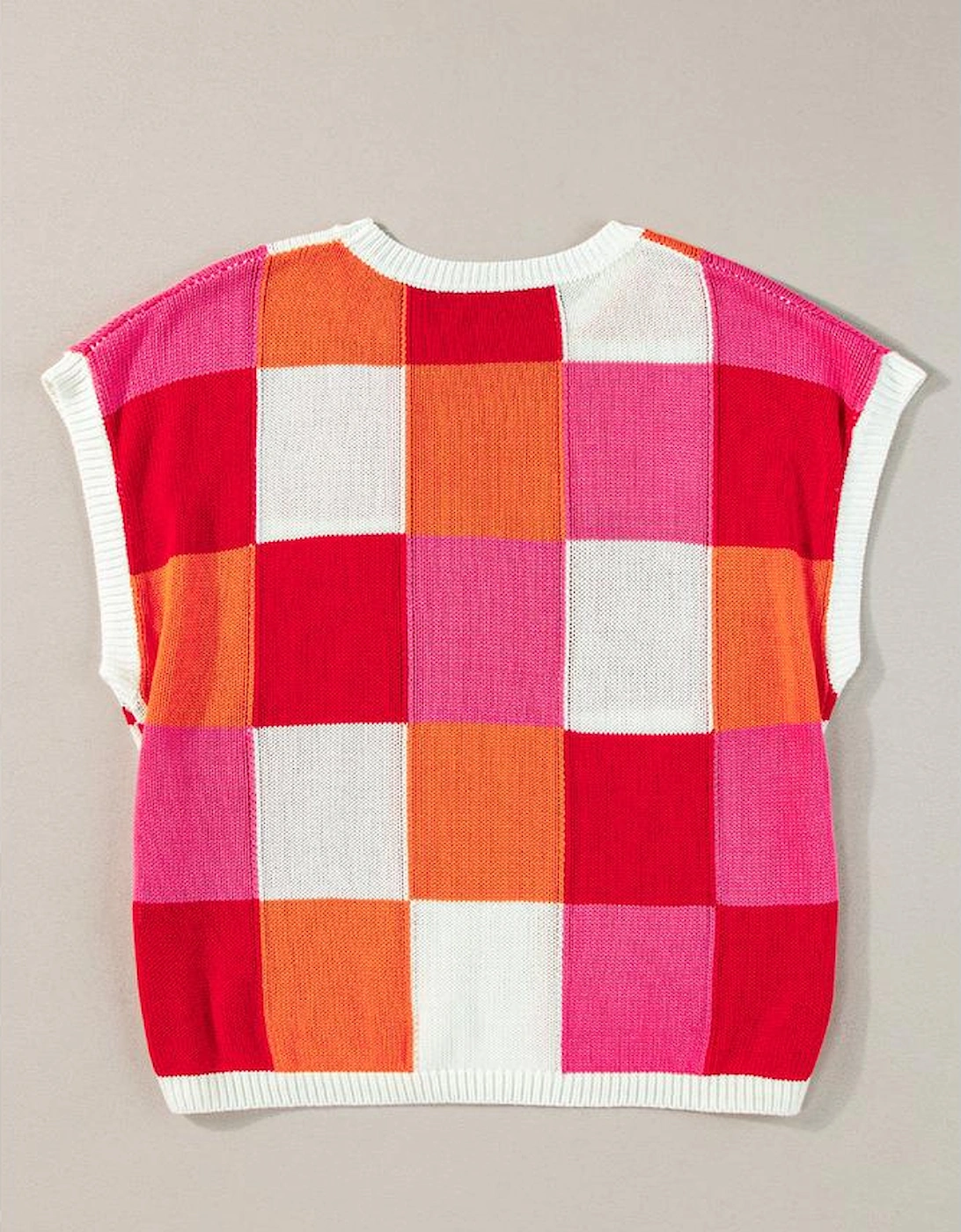 Fiery Red Color Block Cap Sleeve Sweater