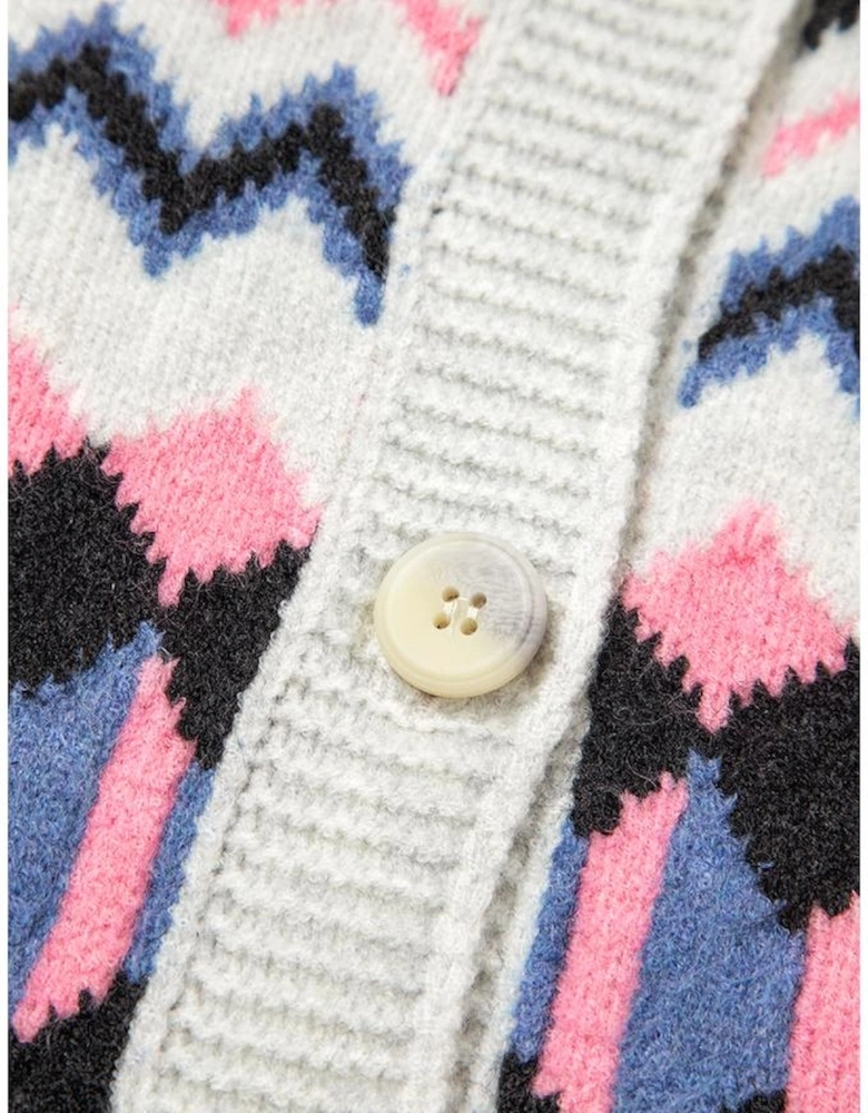 Pink Stripe Geometric Button Up Sweater Cardigan