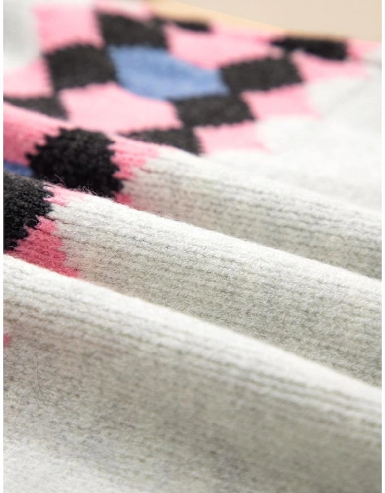 Pink Stripe Geometric Button Up Sweater Cardigan