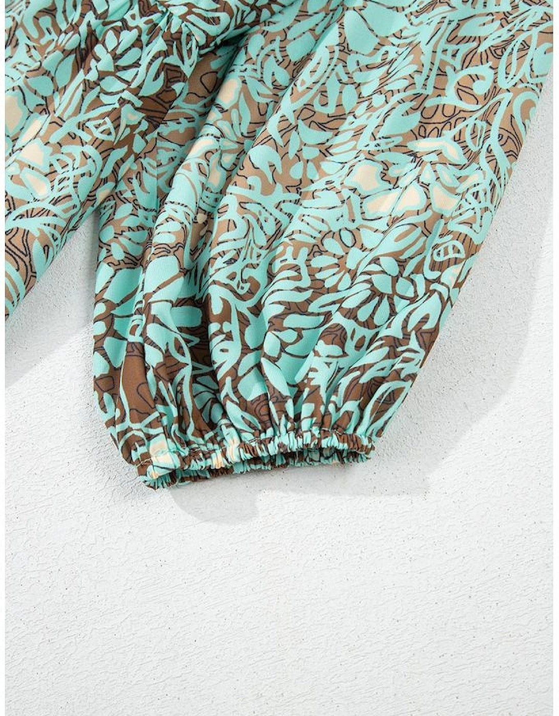 Green Boho Floral Print Lace-up Open Back High Waist Maxi Dress