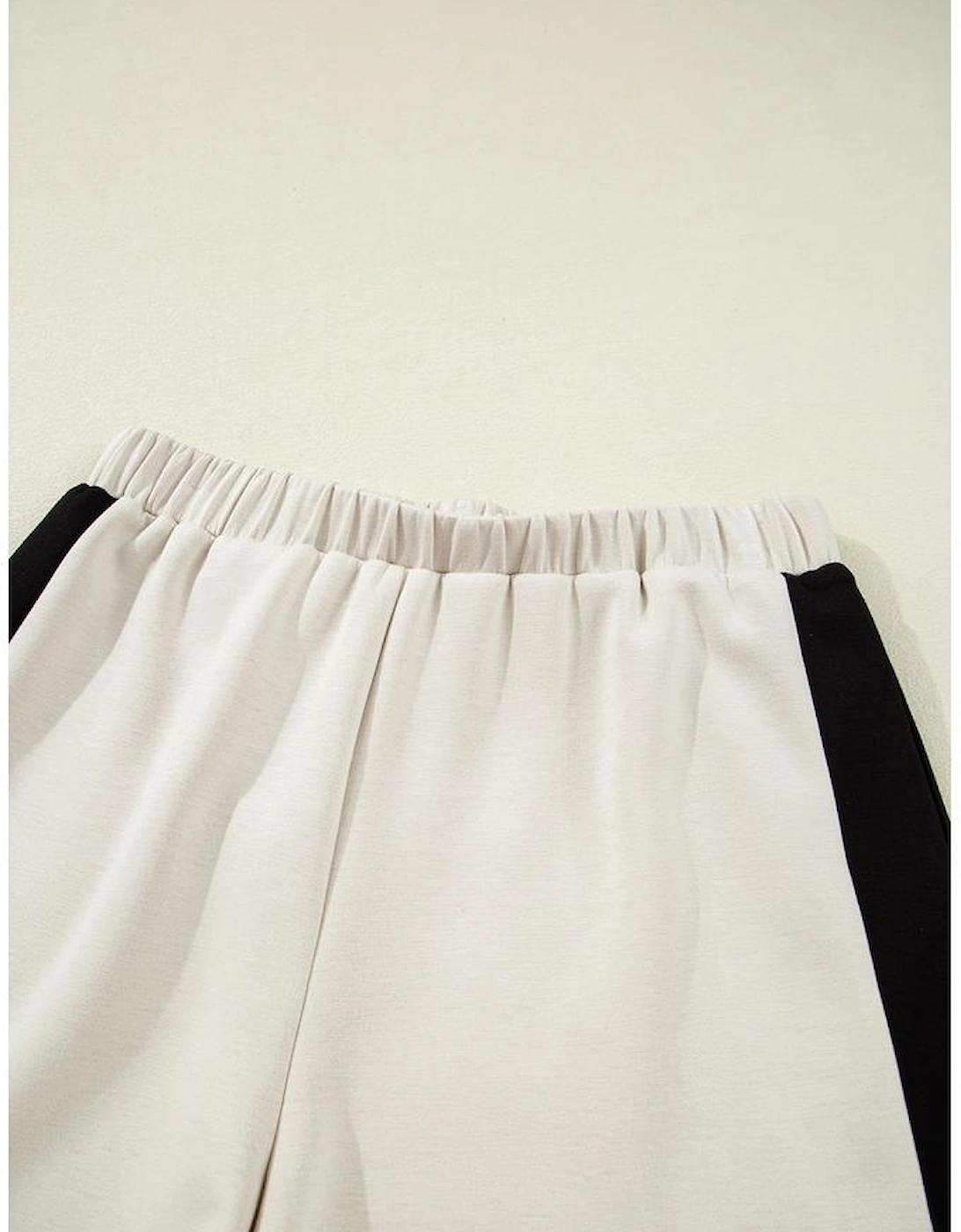 Black Contrast Zipped Stand Collared T Shirt and Short Set