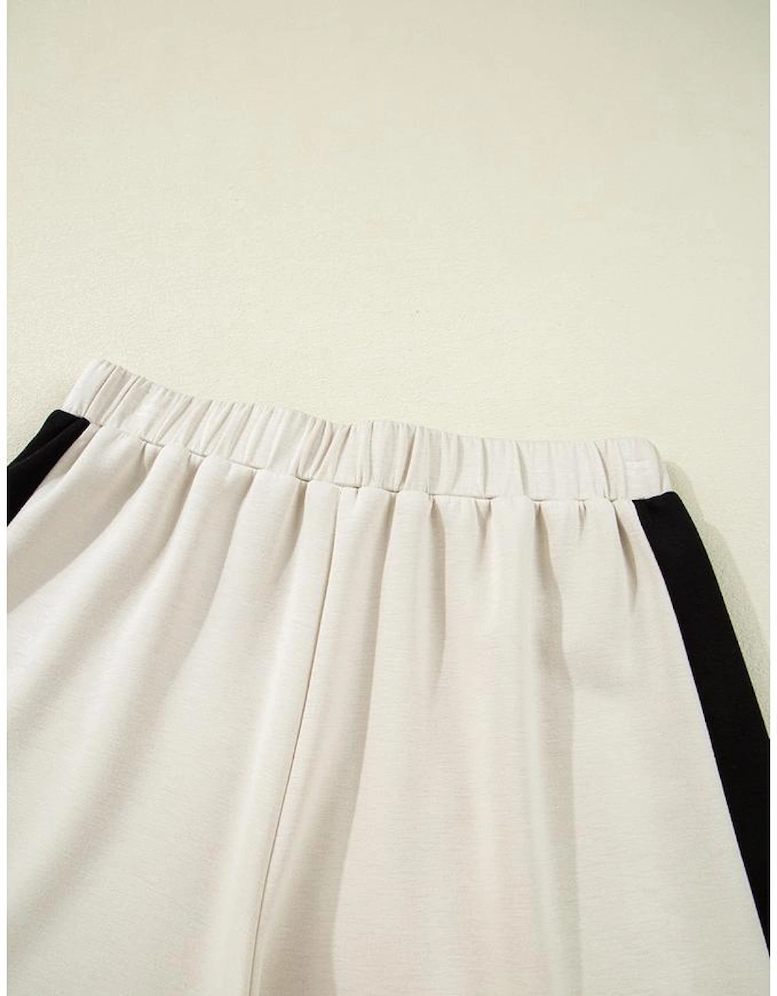 Black Contrast Zipped Stand Collared T Shirt and Short Set