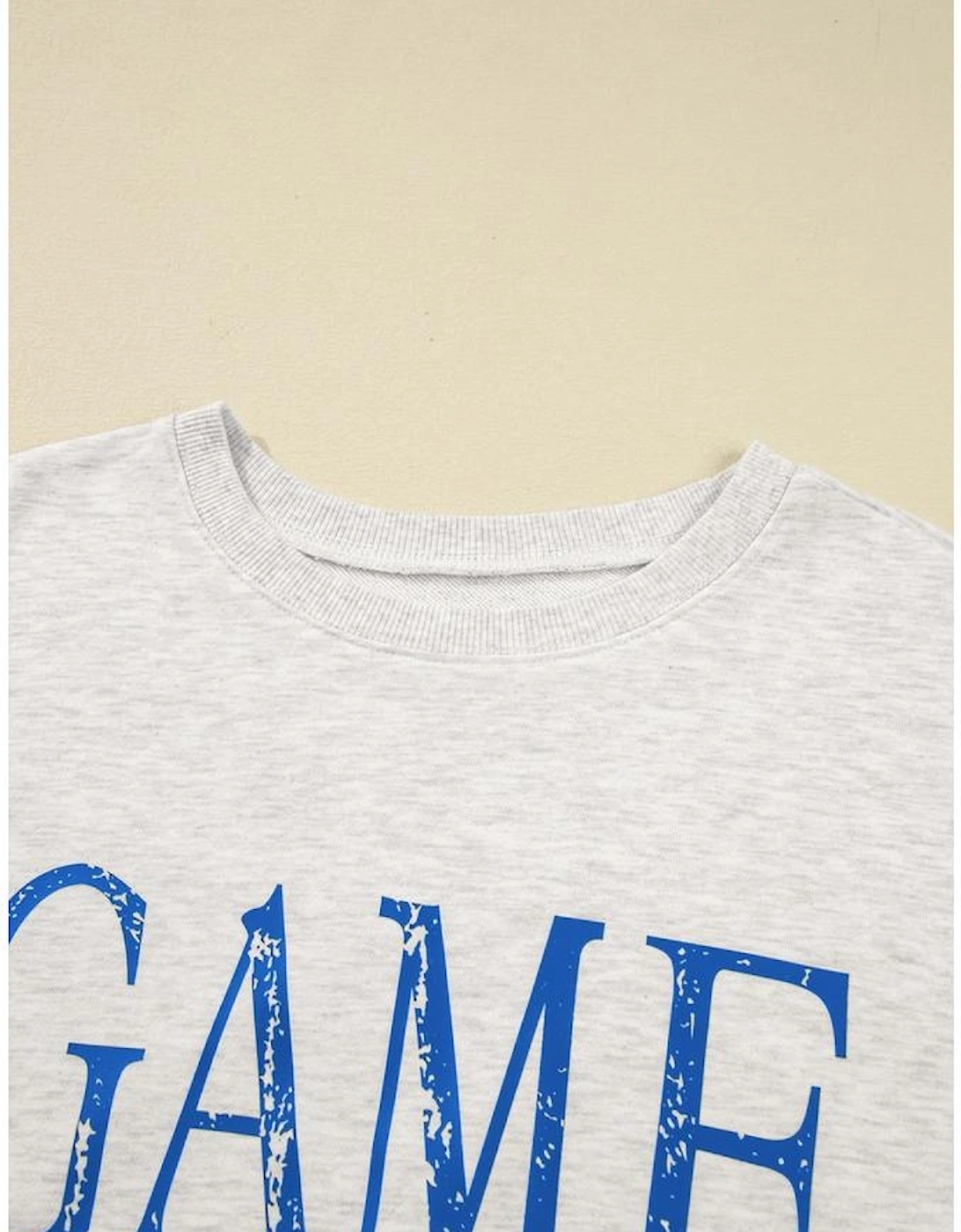 Blue Vintage Washed GAME DAY Graphic Baggy Sweatshirt