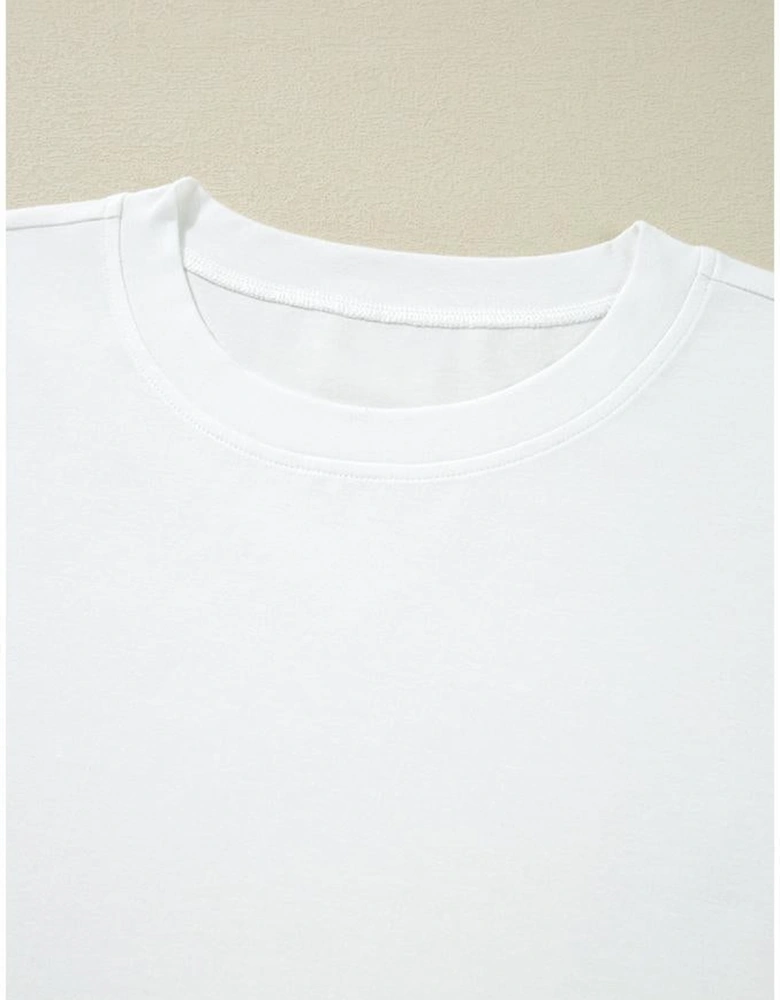 White Lace Long Sleeve Insert Drop Shoulder Tee