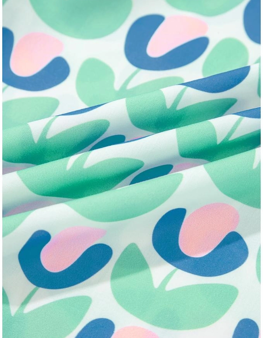 Green Floral Print Notched Neck Scalloped Detail Long Sleeve Mini Dress