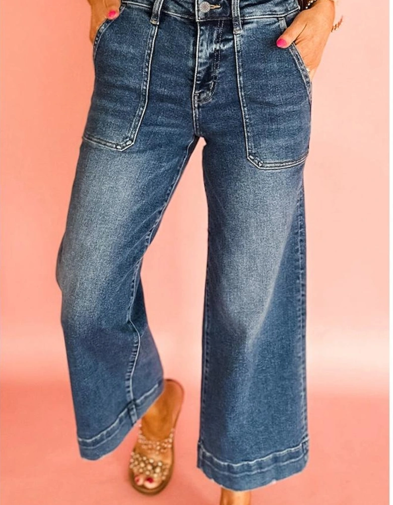 Ashleigh Blue Cropped High Rise Wide Leg Jeans