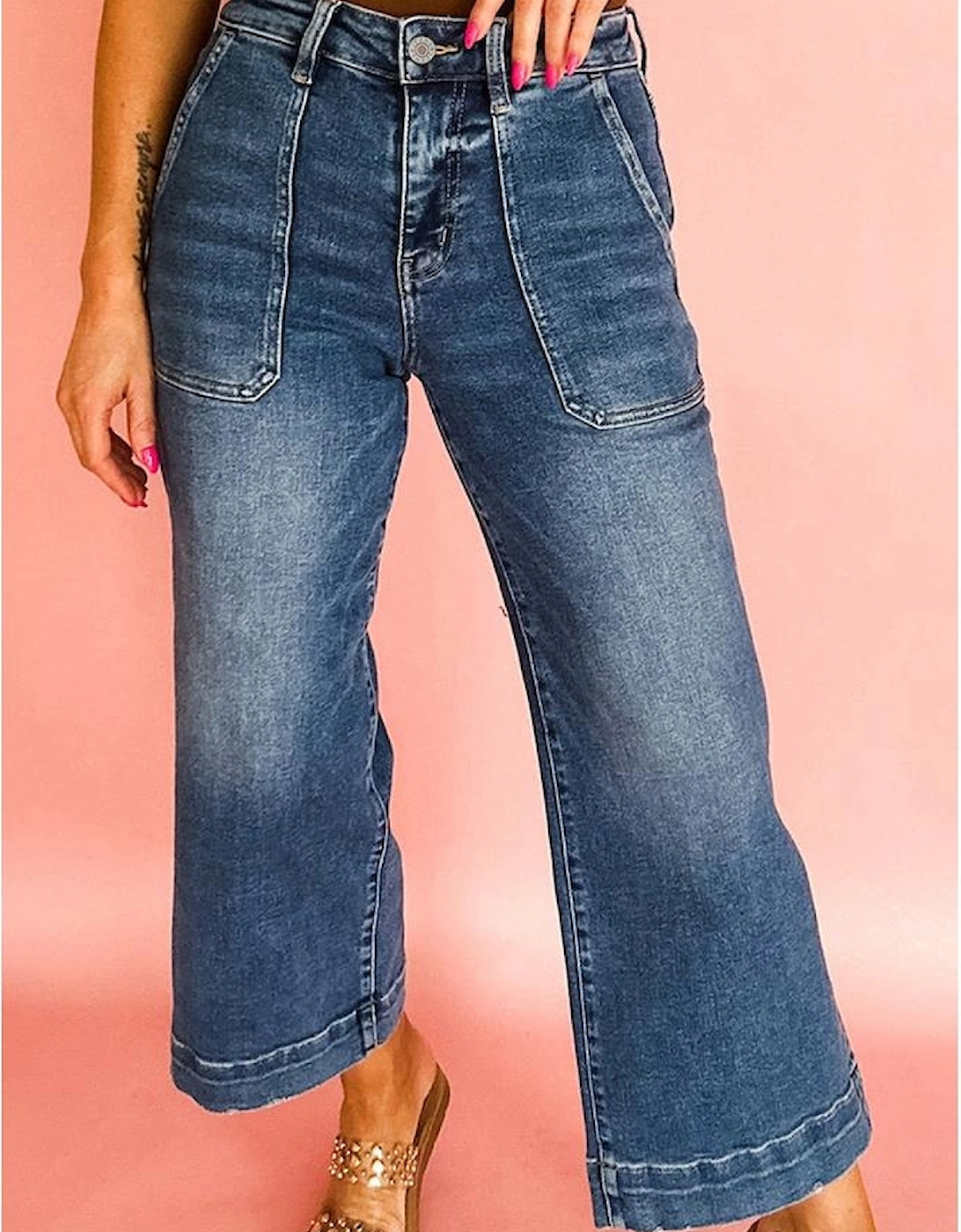 Ashleigh Blue Cropped High Rise Wide Leg Jeans