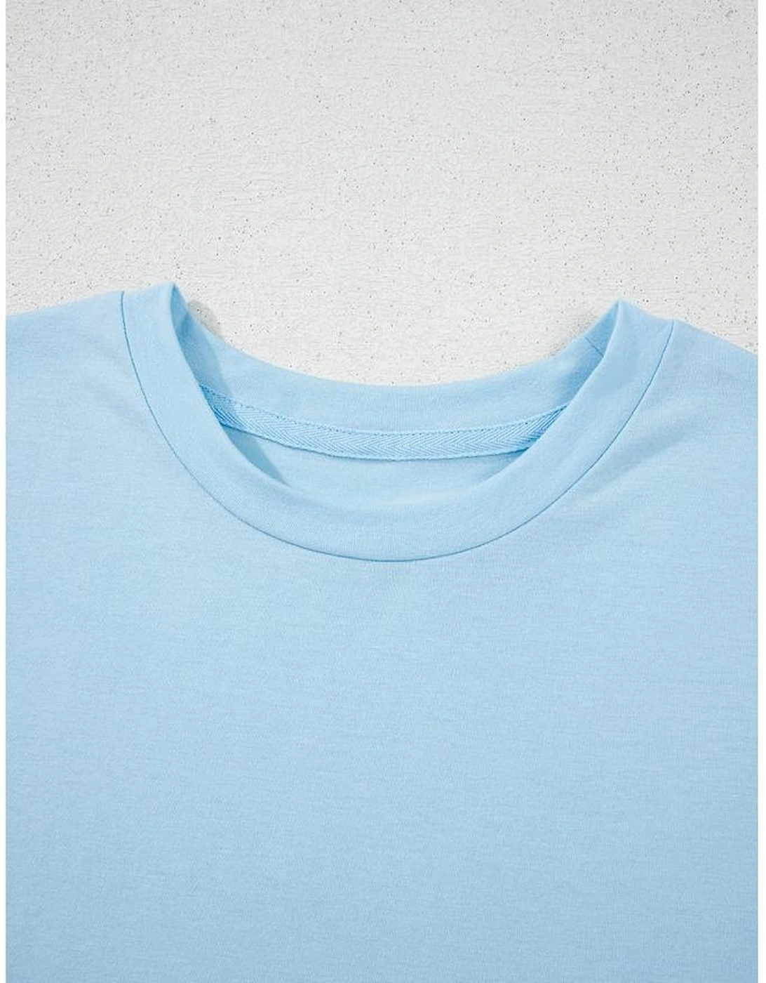 Light Blue Bright Casual Plain Crew Neck Tee
