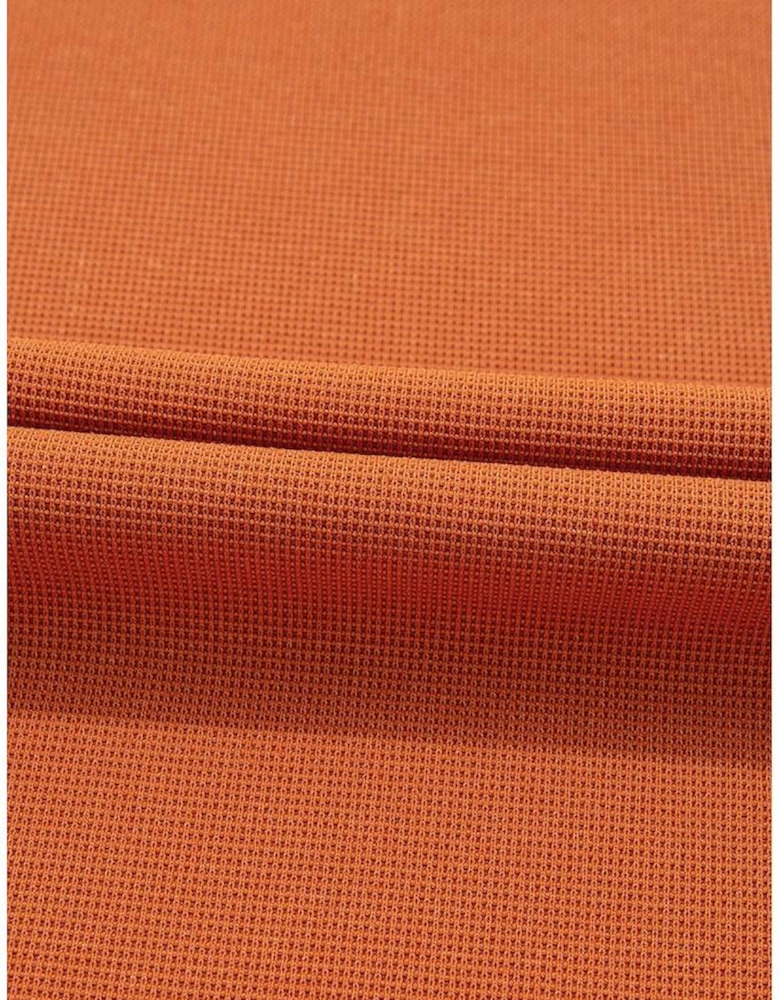 Orange Textured Knit Color Block Patchwork Chest Pocket Plus Size Top