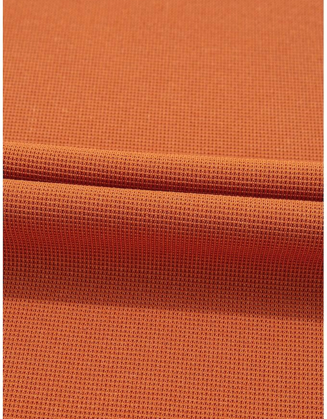 Orange Textured Knit Color Block Patchwork Chest Pocket Plus Size Top