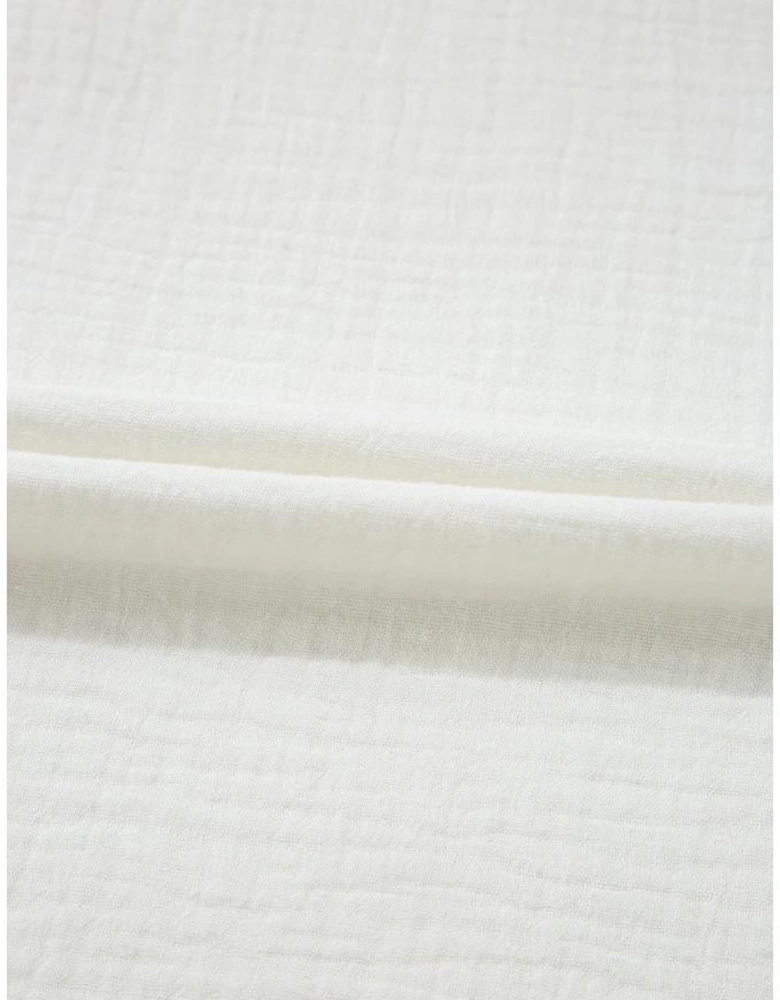 White Crinkled Layered Ruffled Flutter Sleeve Blouse