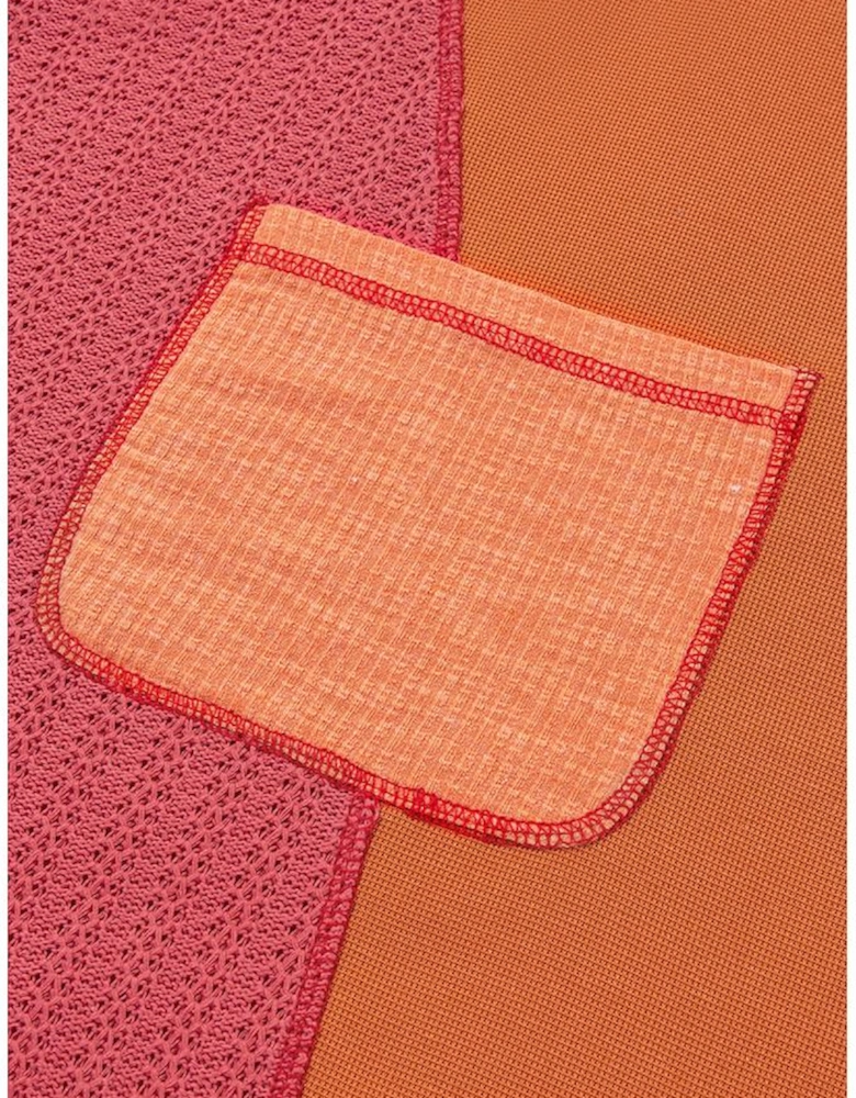 Orange Textured Knit Color Block Patchwork Chest Pocket Plus Size Top