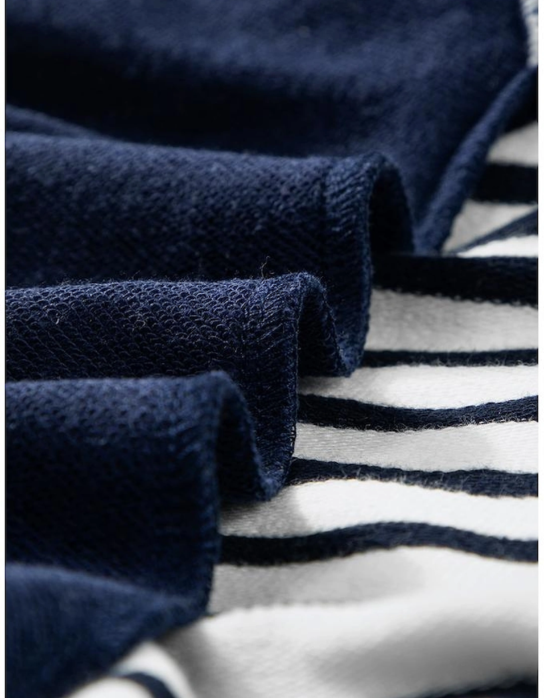 White Stripe Color Block Exposed Seam Loose Fit Sweatshirt