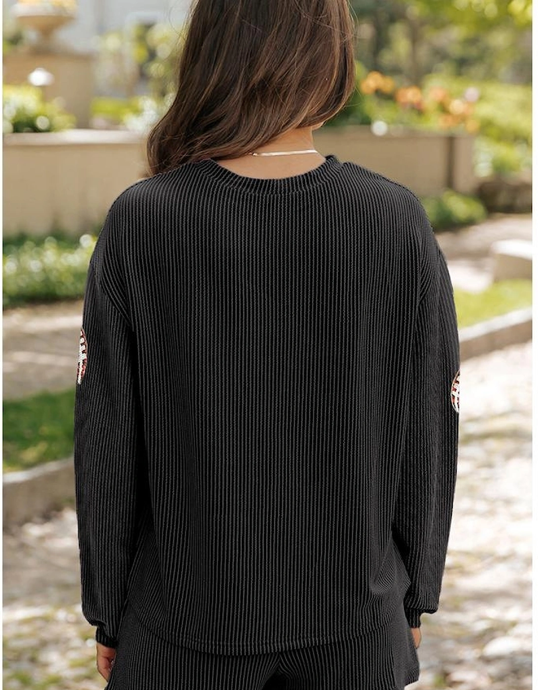 Carbon Grey Sequin Rugby Football Corded Knit Two Piece Shorts Set, 3 of 2