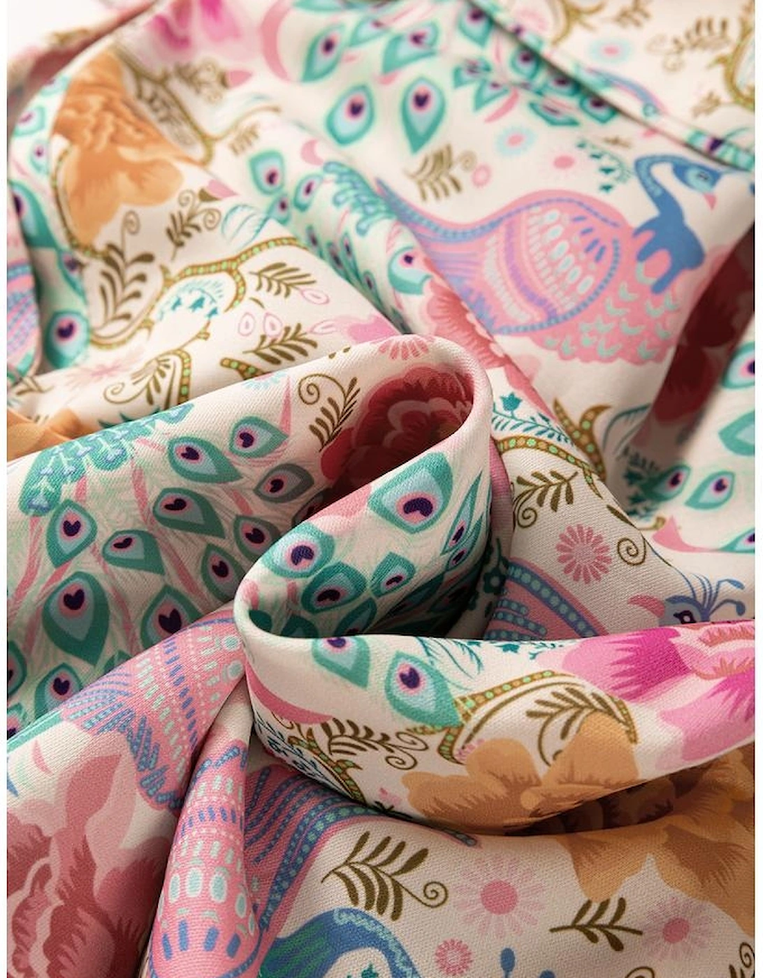 Multicolour Floral Print Bubble Sleeve Buttoned V Neck Mini Dress