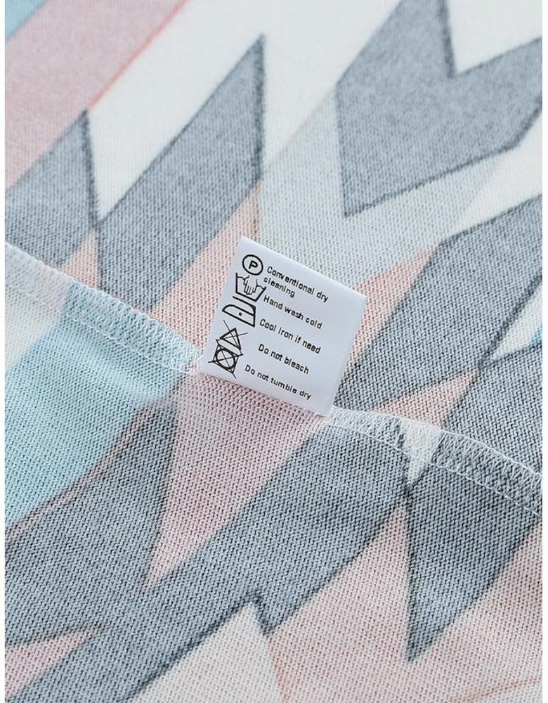 Multicolor Geometric Color Block Open Front Long Cardigan