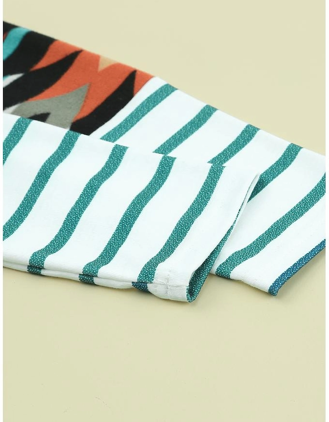 Multicolor Geometric Color Block Open Front Long Cardigan