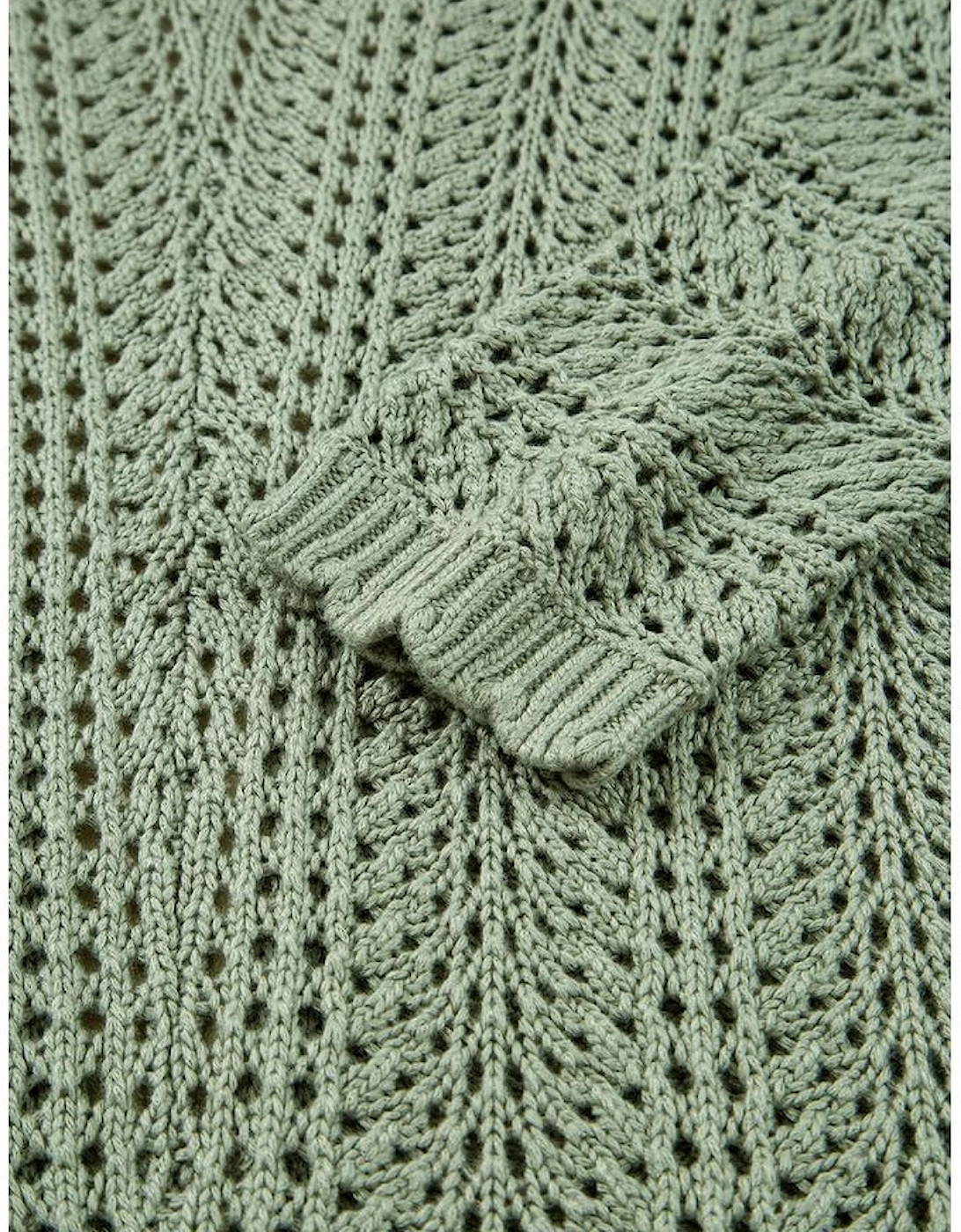 Green Bay Scalloped Edge Eyelet Knit Batwing Sleeve Cardigan