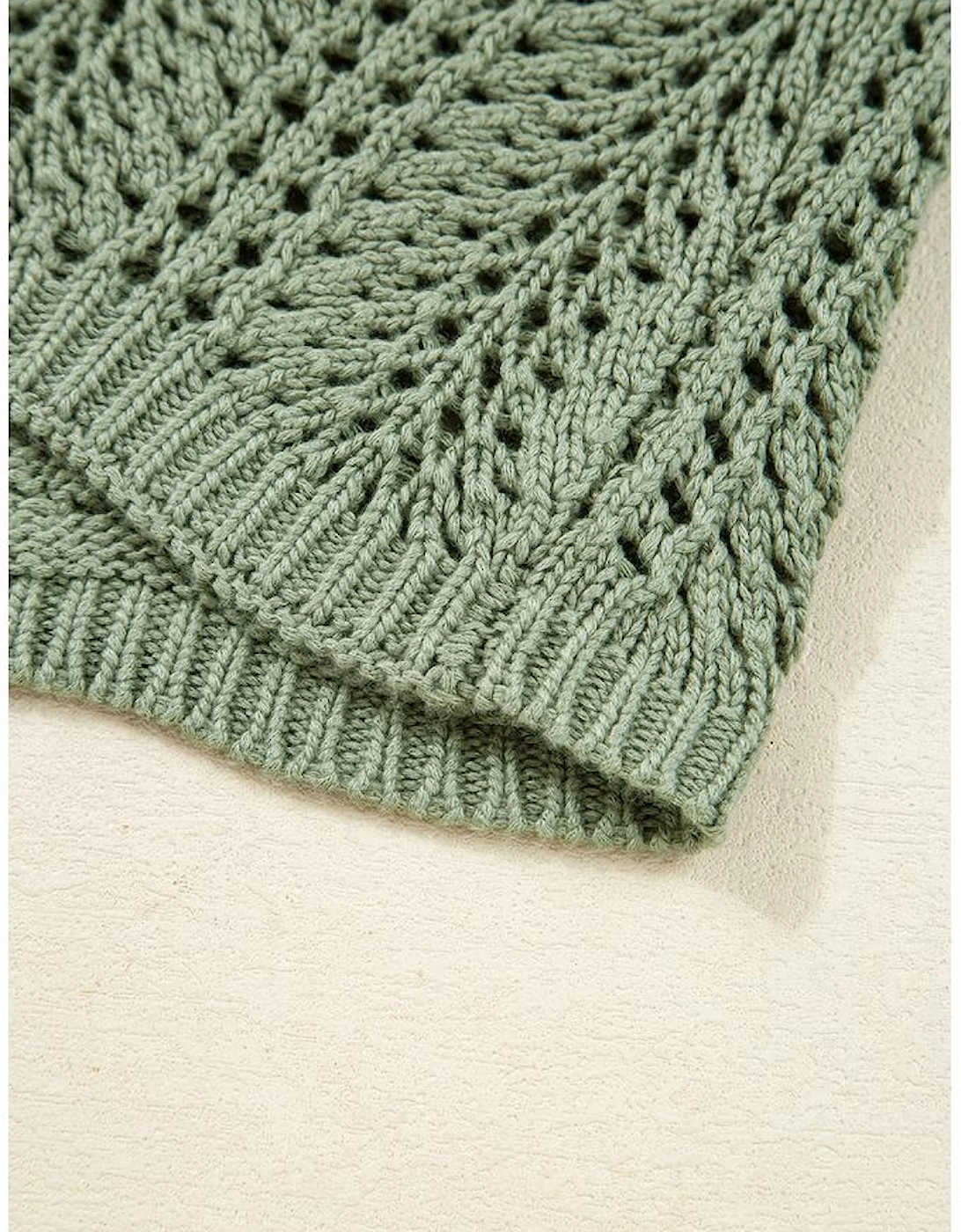 Green Bay Scalloped Edge Eyelet Knit Batwing Sleeve Cardigan