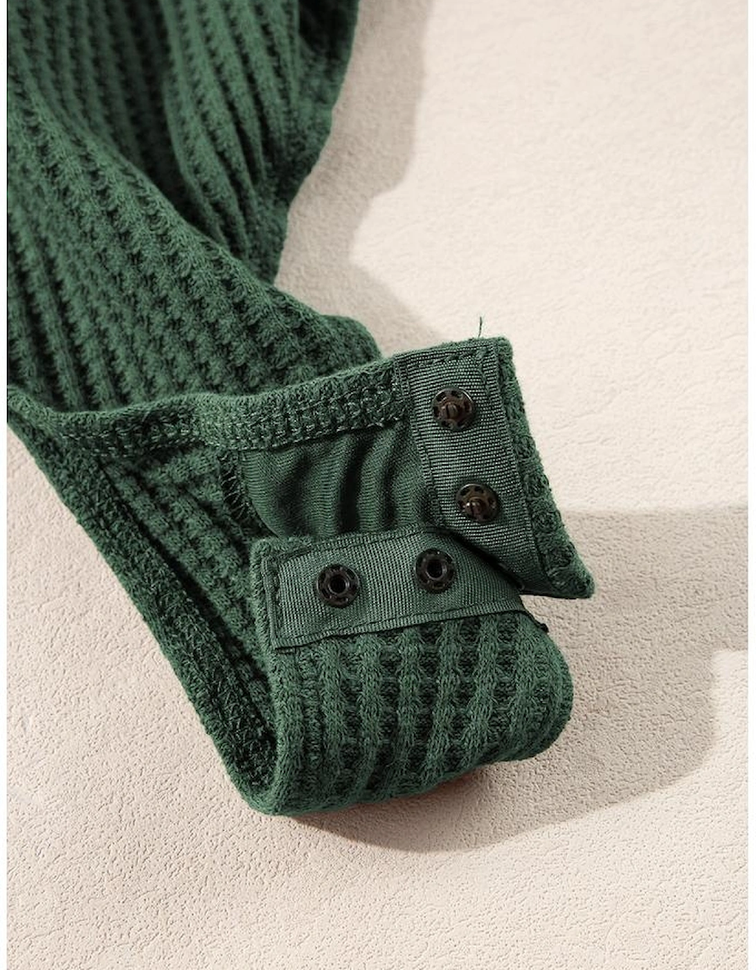 Blackish Green Waffle Knit Slim Fit Wrap V Neck Bodysuit