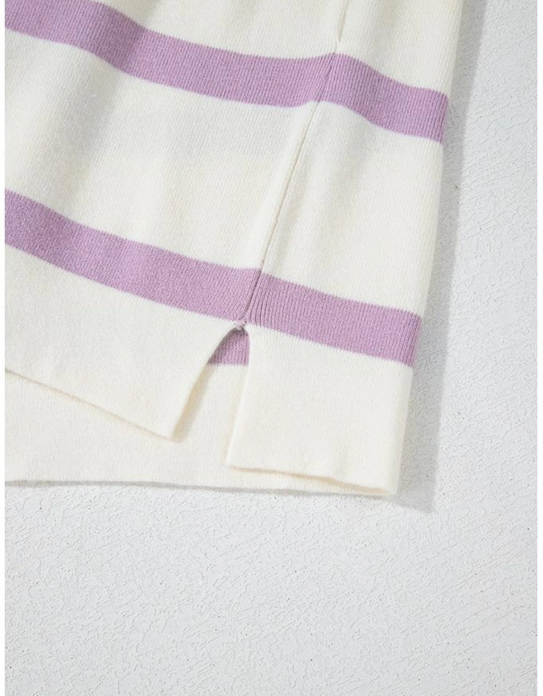 Blue Stripe Colorblock Oversized Sweater