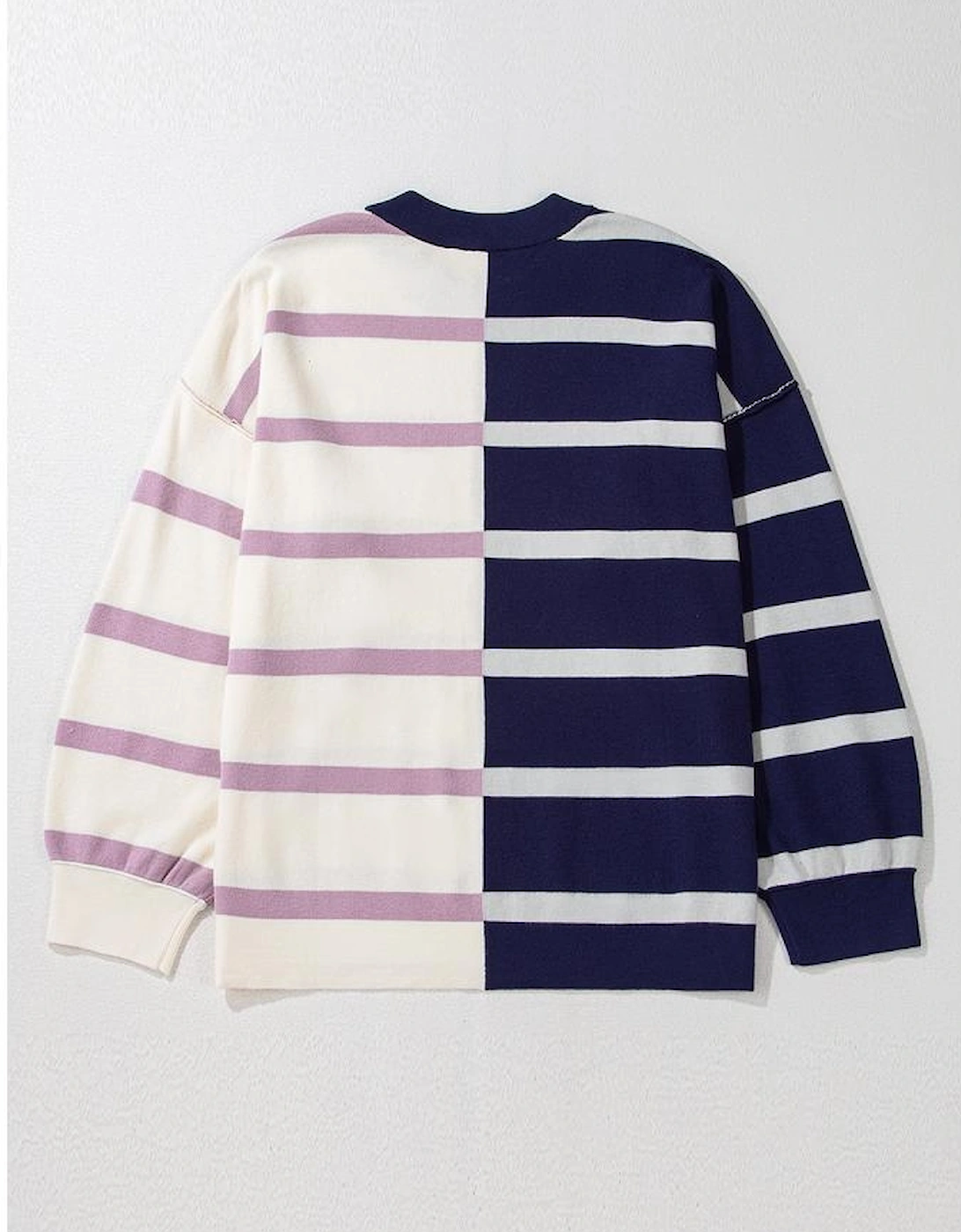 Blue Stripe Colorblock Oversized Sweater