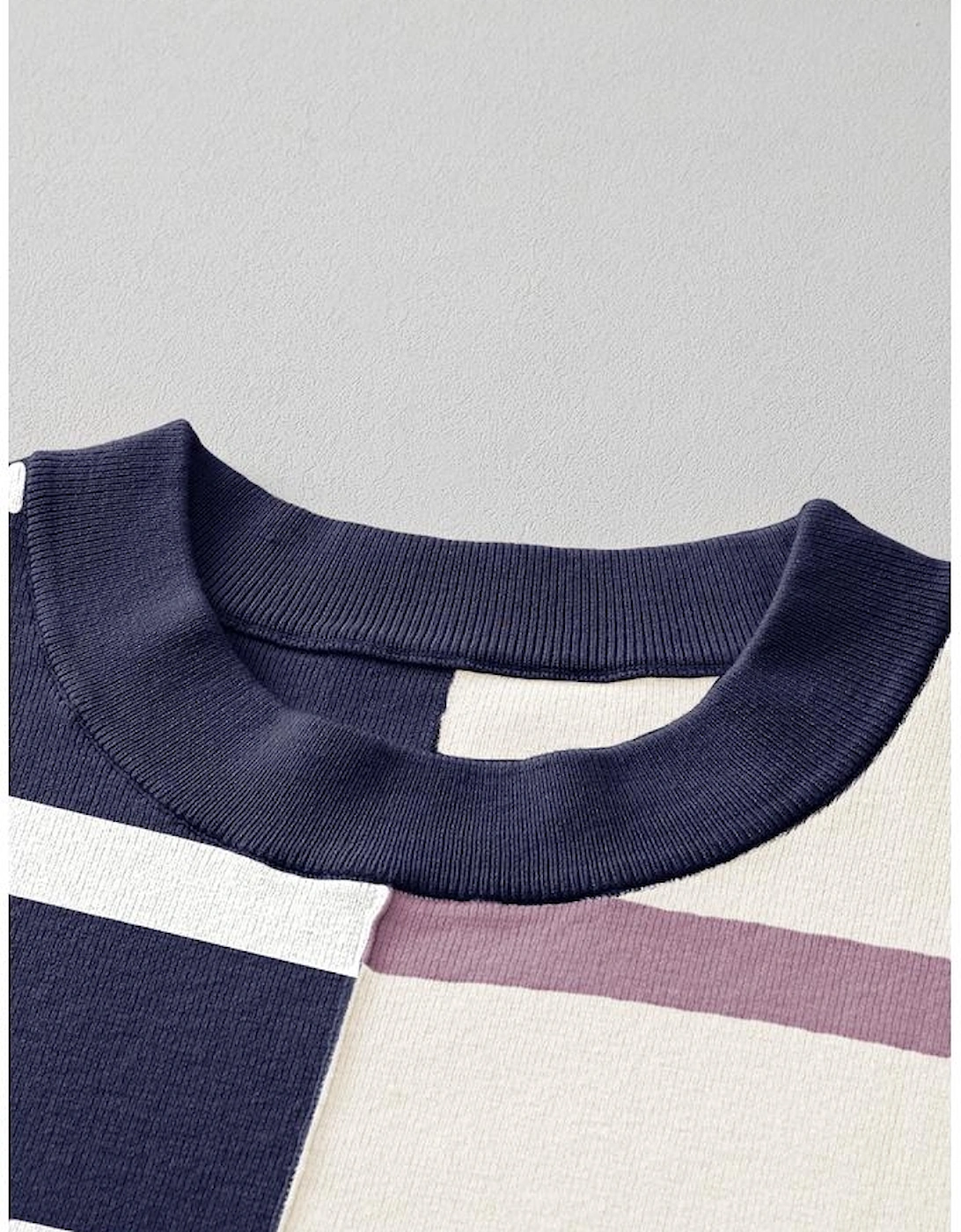 Blue Stripe Colorblock Oversized Sweater