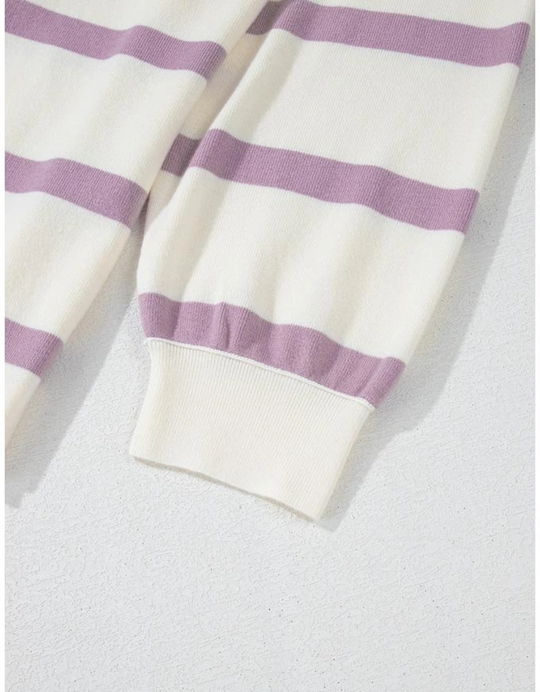 Blue Stripe Colorblock Oversized Sweater