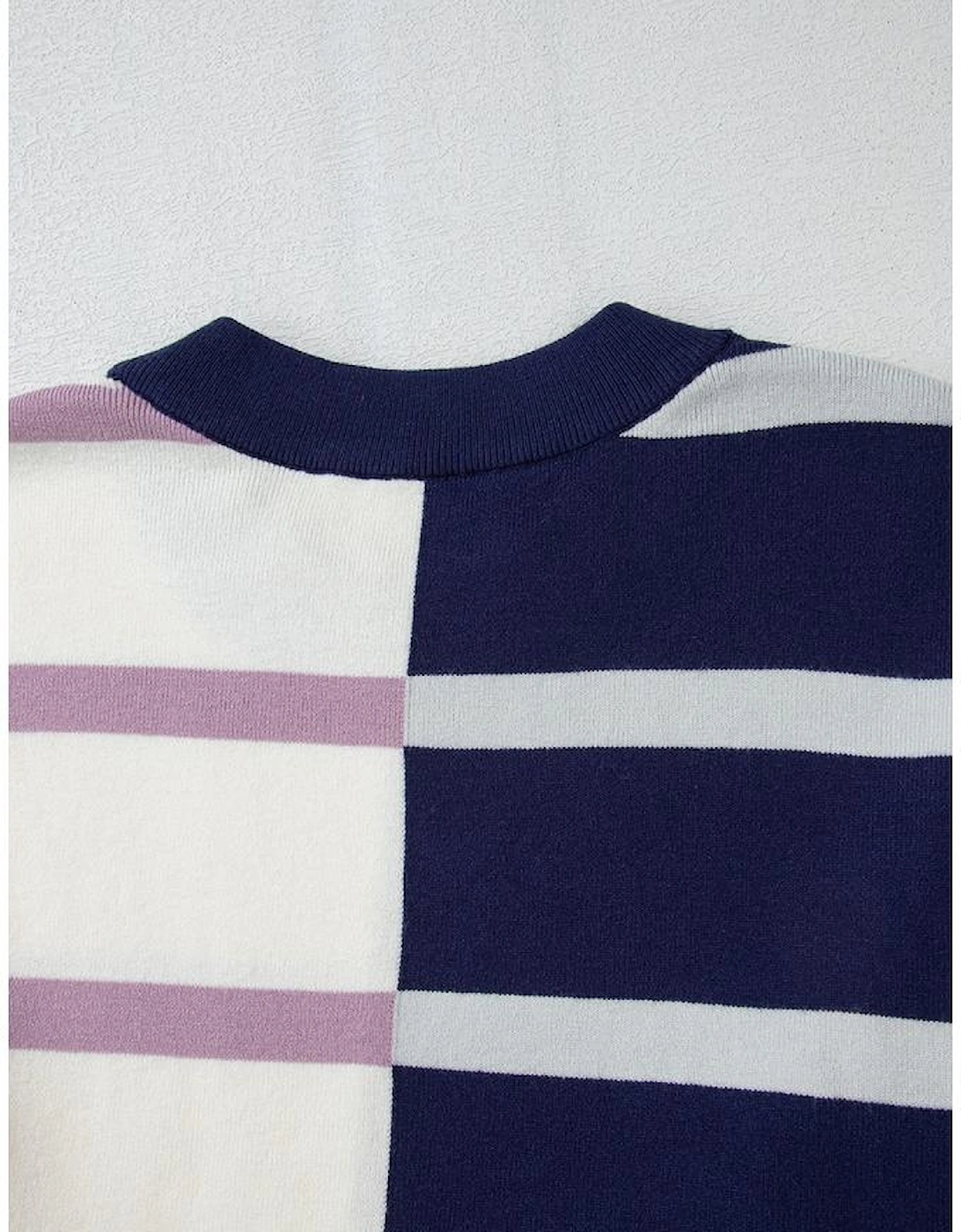 Blue Stripe Colorblock Oversized Sweater
