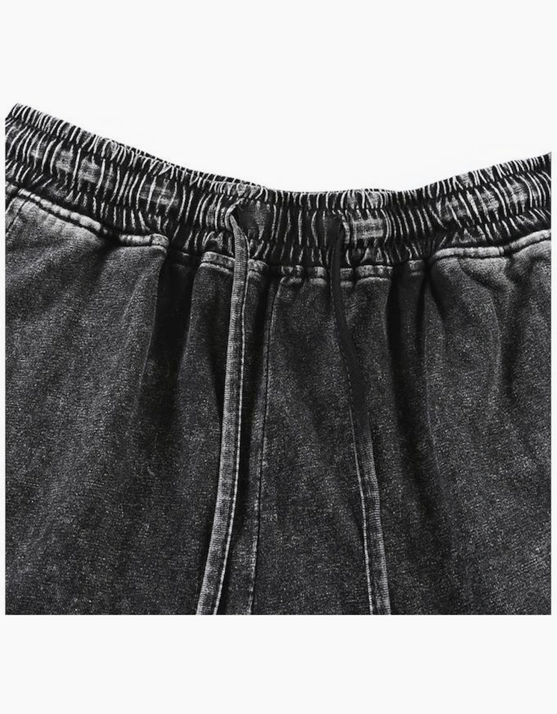 Black Acid Washed Short Lounge Set