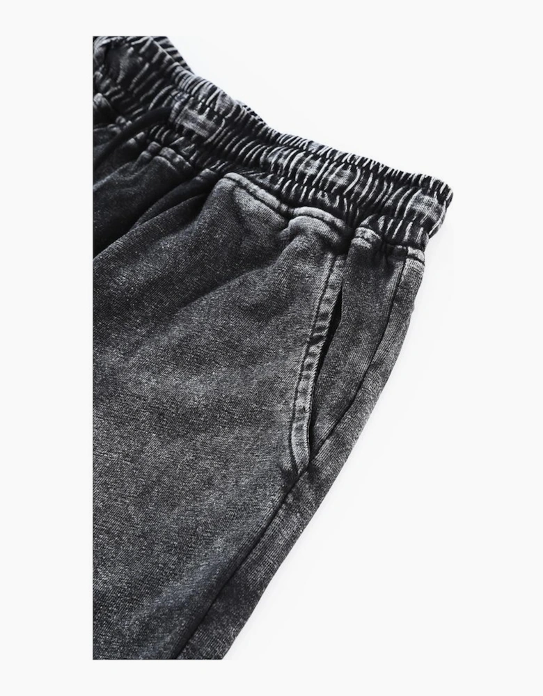 Black Acid Washed Short Lounge Set