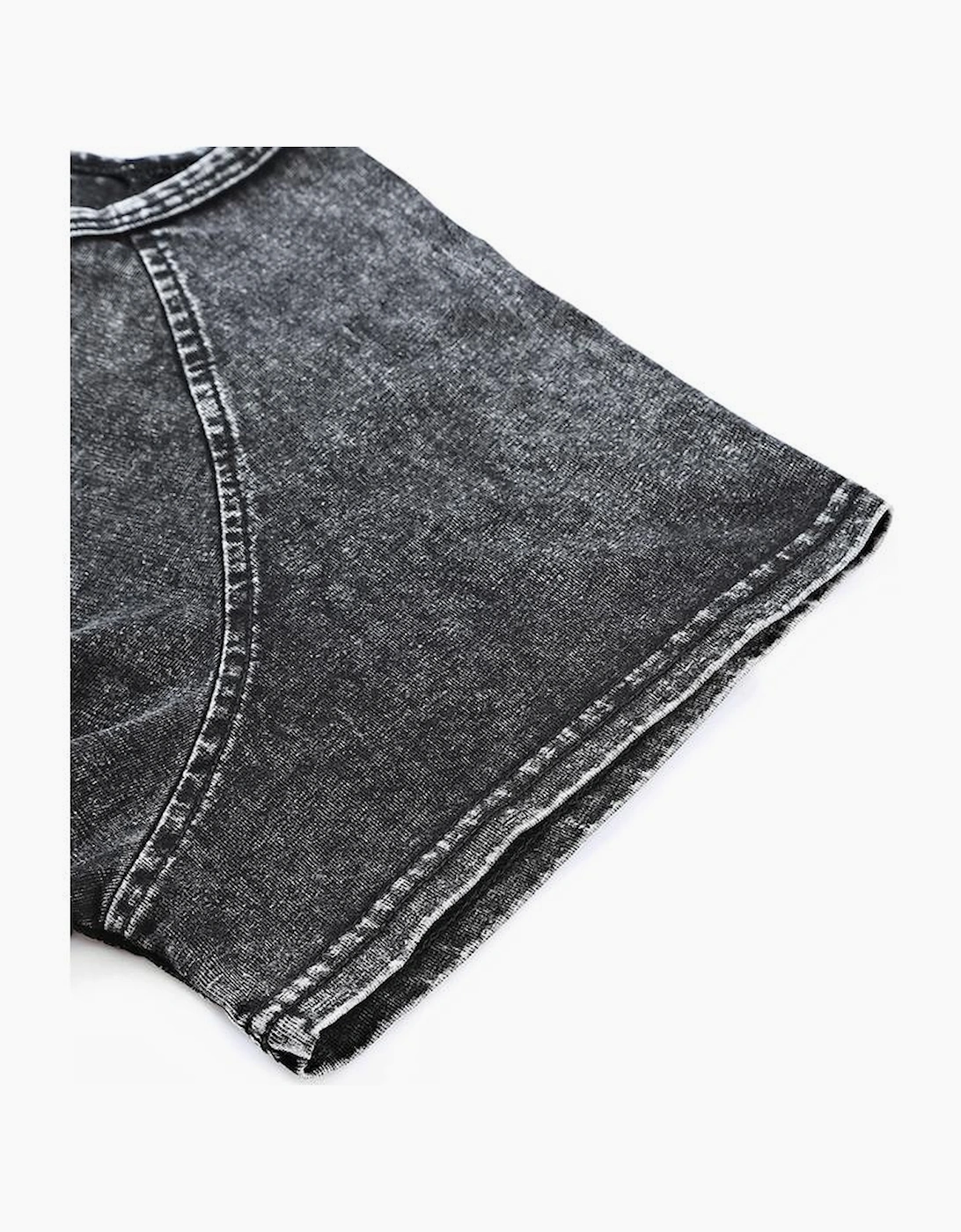 Black Acid Washed Short Lounge Set