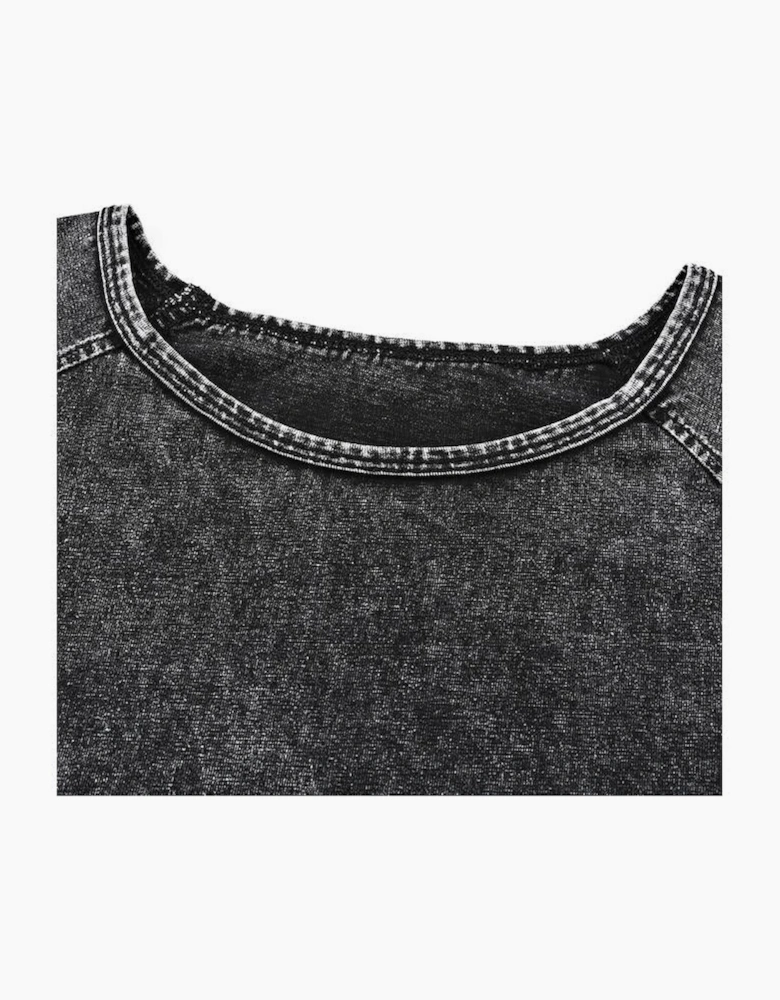 Black Acid Washed Short Lounge Set