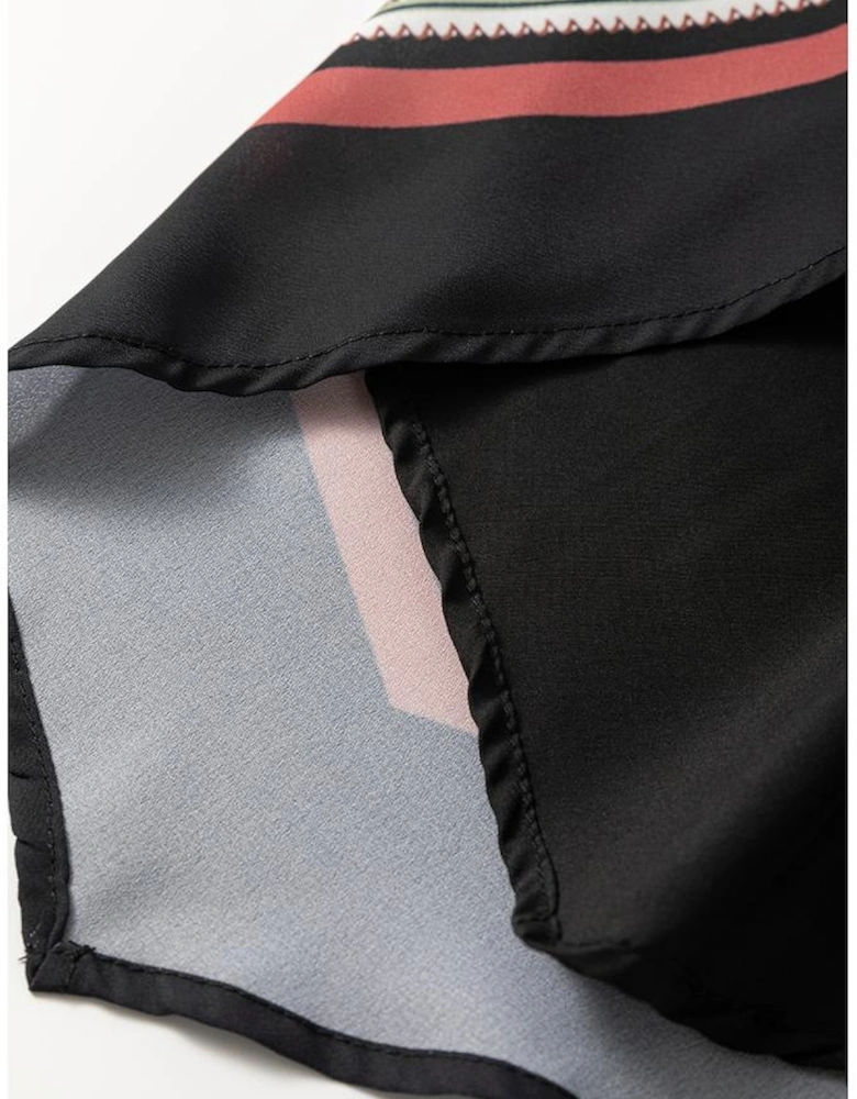 Red Mixed Floral Chevron Pattern Dip Hem Spaghetti Straps Tank