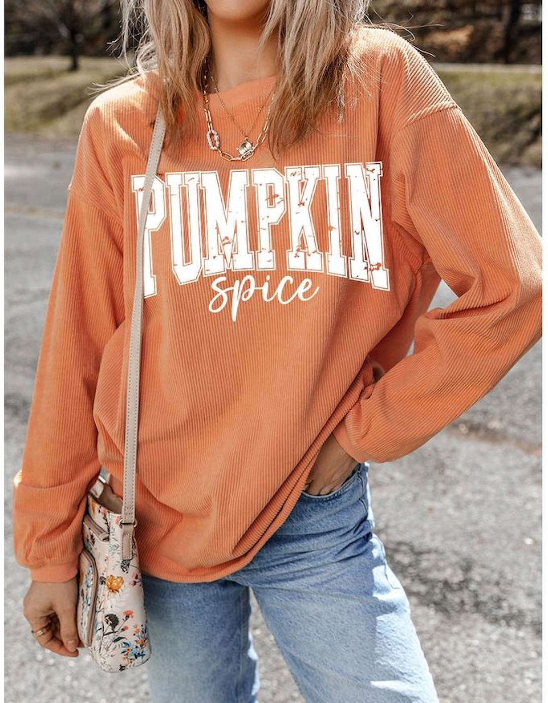 Orange PUMPKIN Spice Graphic Corded Crewneck Sweatshirt, 11 of 10
