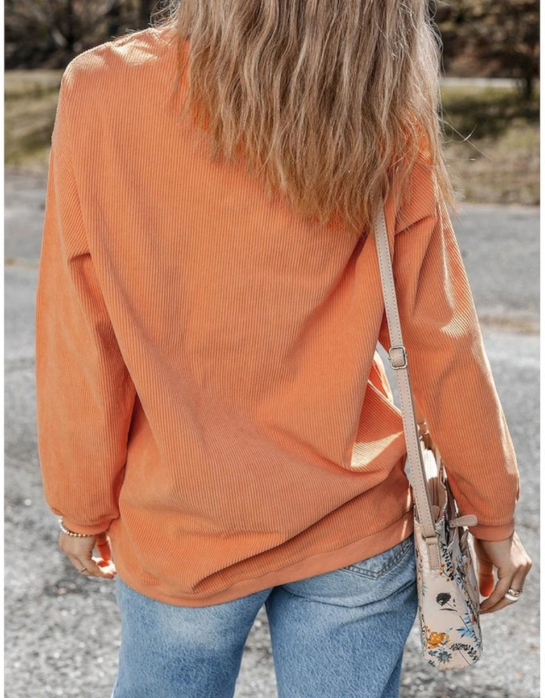 Orange PUMPKIN Spice Graphic Corded Crewneck Sweatshirt