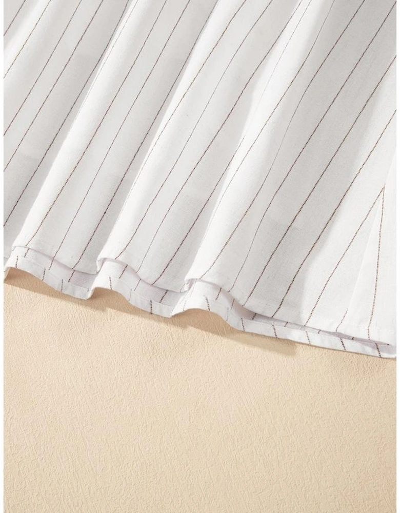 Beige Stripe Spaghetti Strap Pocketed High Waist Maxi Dress