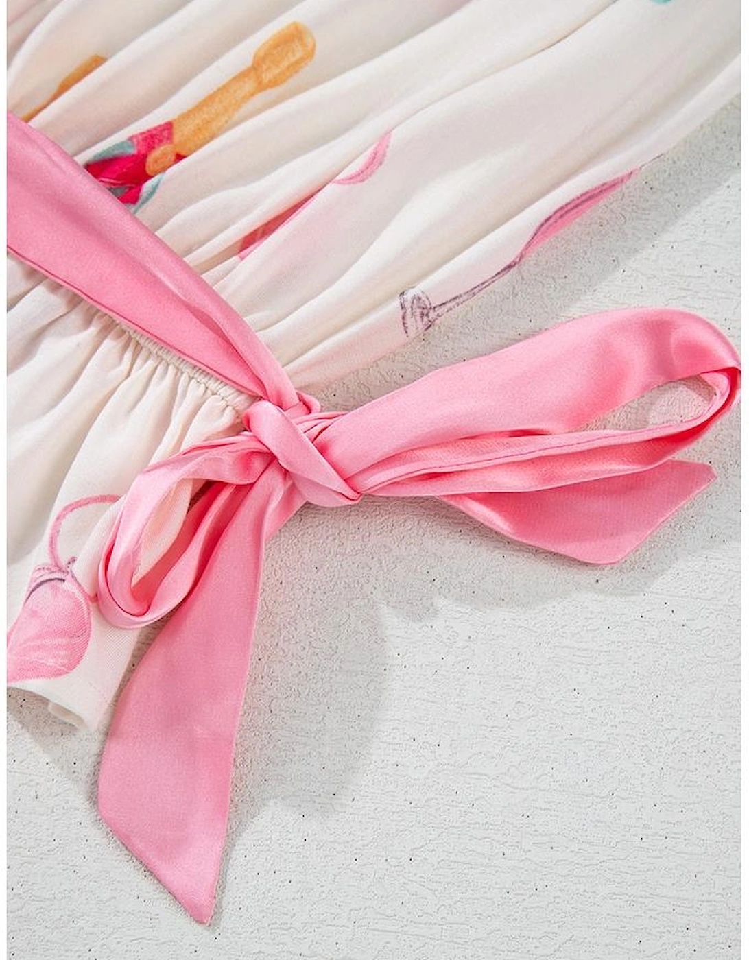 White Plus Size Wine Glass Print Bow Knot Pajama Set