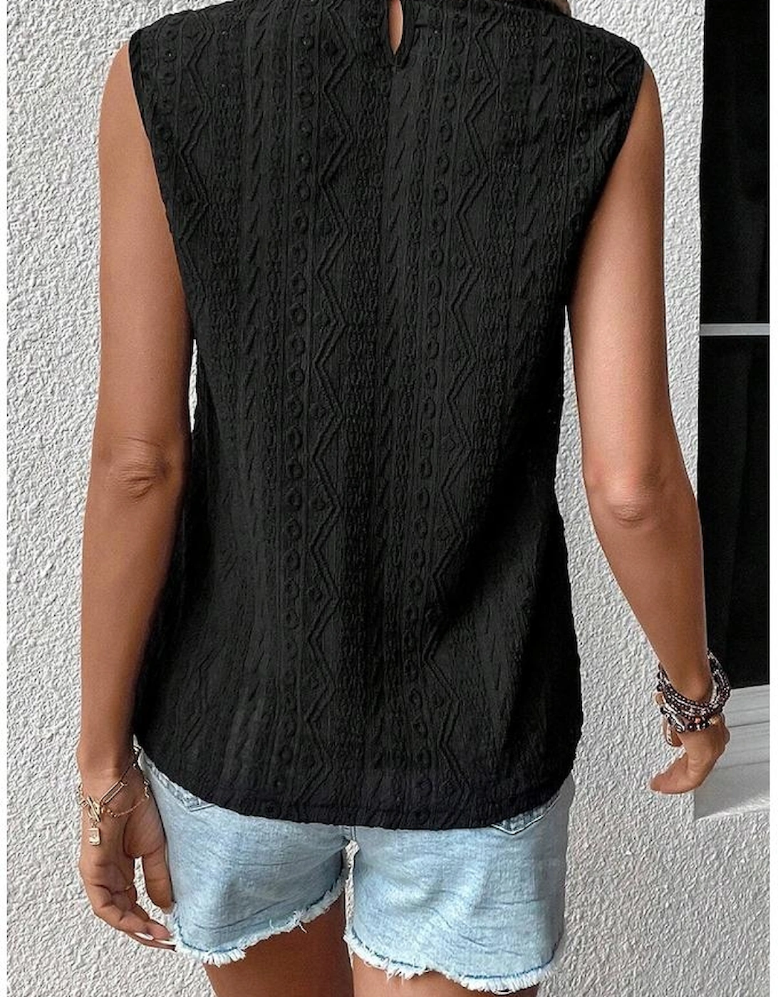 Black Guipure Lace Crochet Keyhole Back Tank Top, 14 of 13