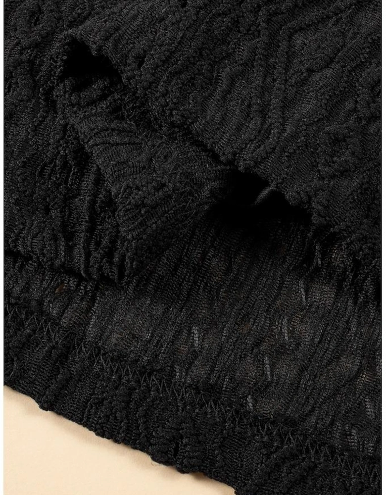 Black Guipure Lace Crochet Keyhole Back Tank Top