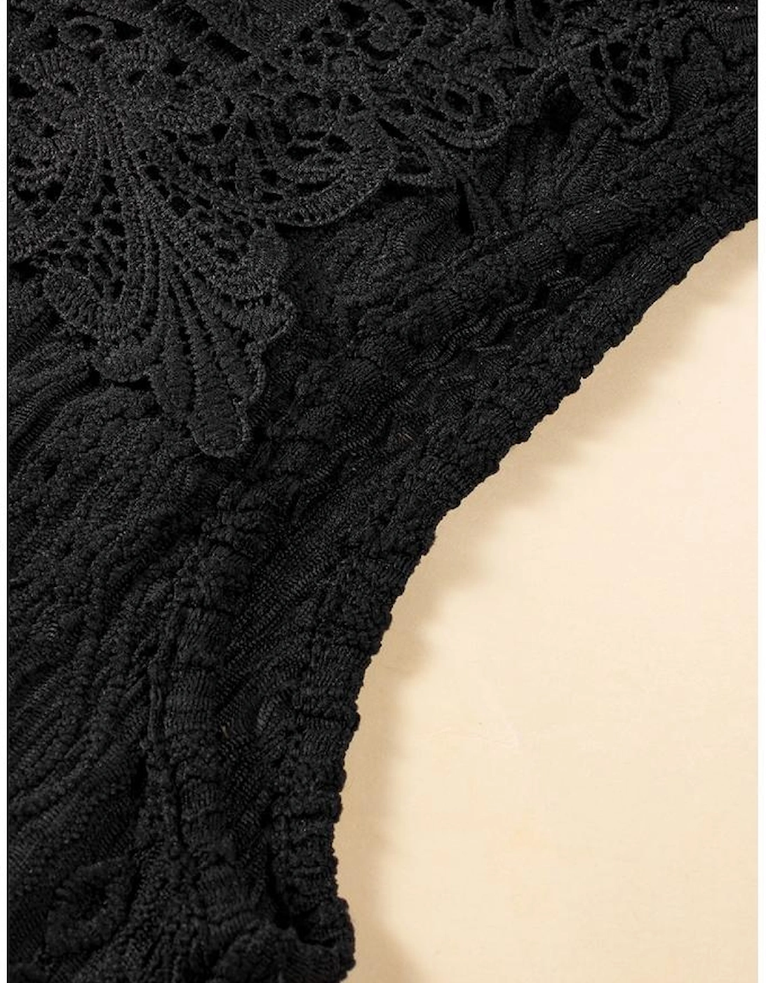 Black Guipure Lace Crochet Keyhole Back Tank Top