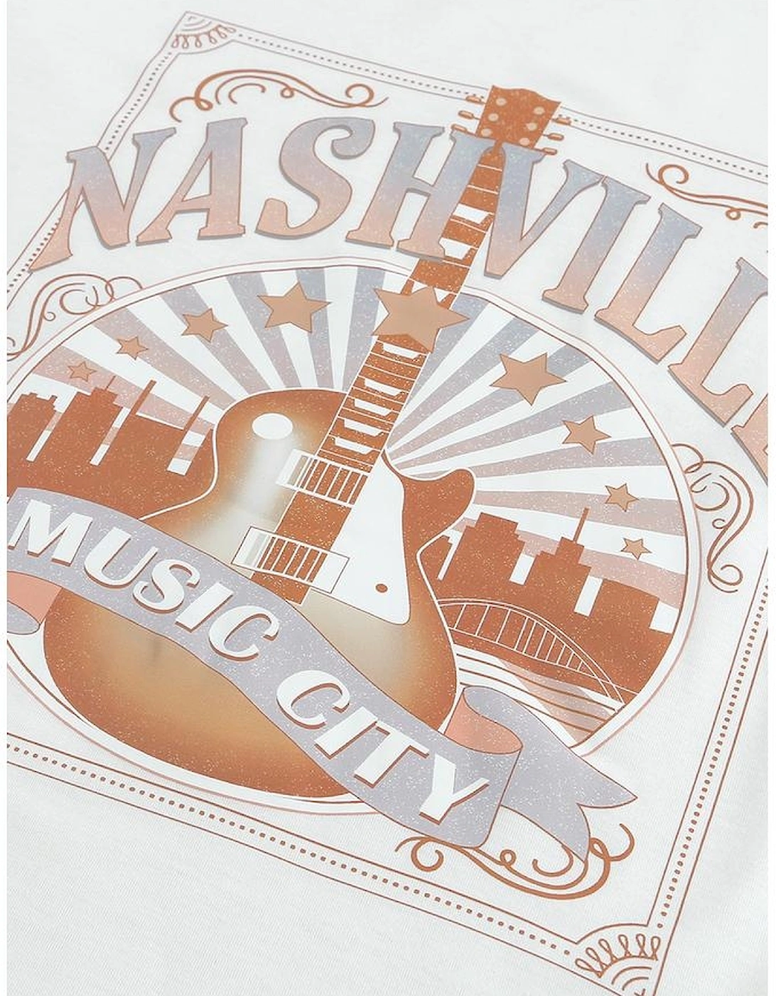 White MUSIC CITY NASHVILLE Graphic T Shirt