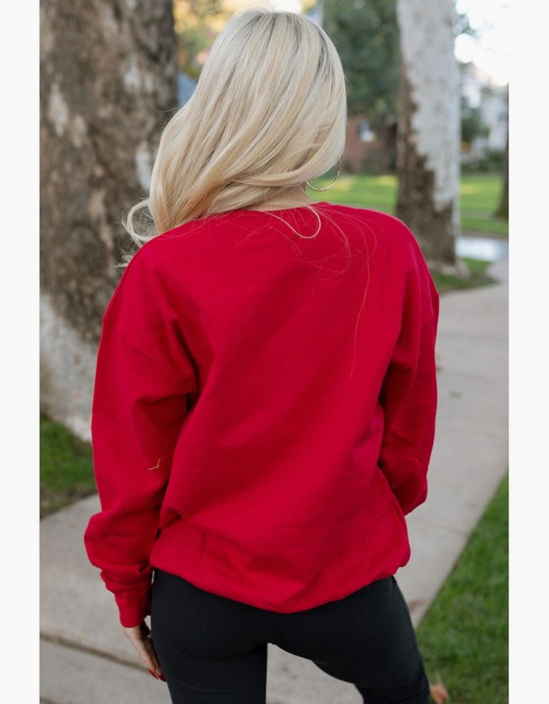 Red SANTA BABY Embroidered Crewneck Christmas Sweatshirt