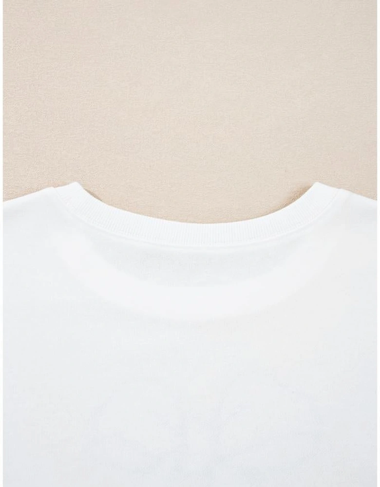 Beige Big Bow Accent Plus Size Drop Shoulder Sweatshirt