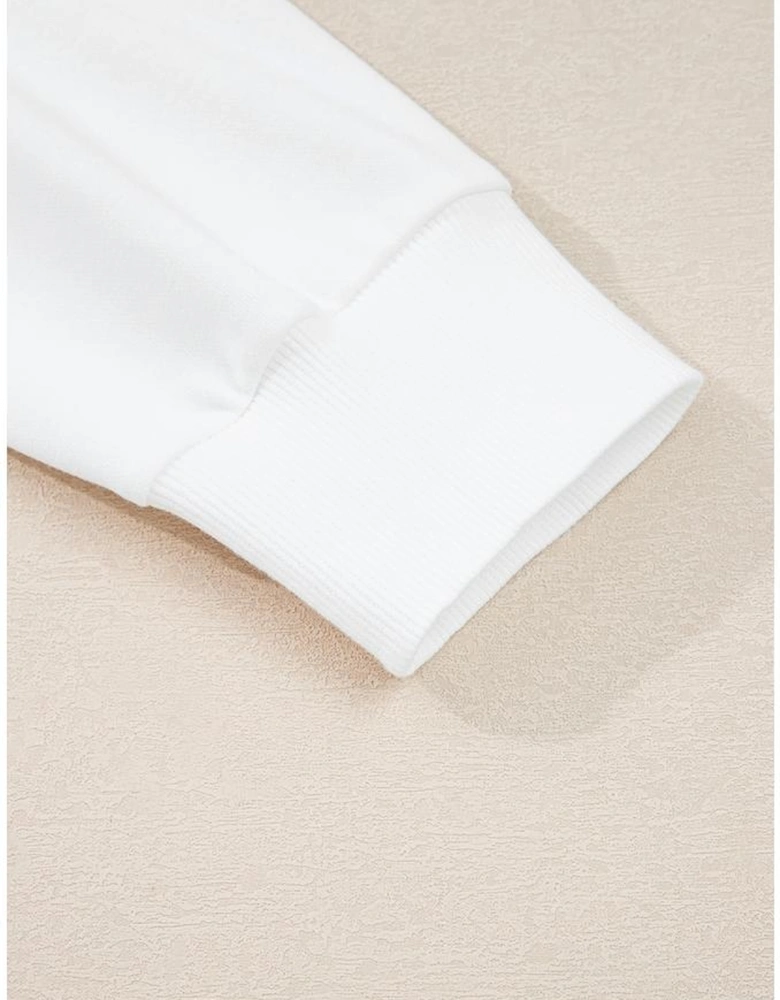 Beige Big Bow Accent Plus Size Drop Shoulder Sweatshirt