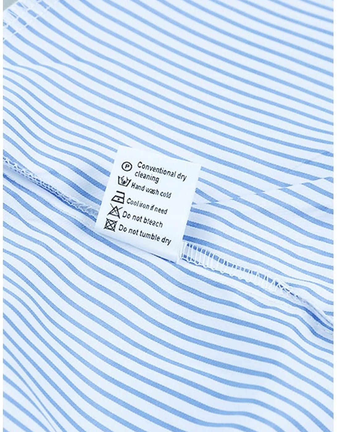 Sky Blue Smocked Cuffed Striped Boyfriend Shirt with Pocket