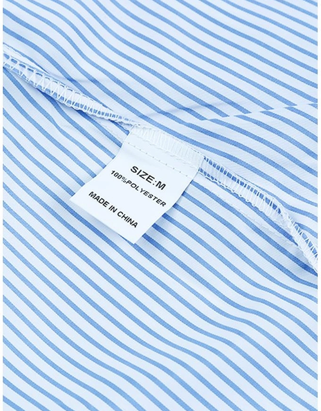 Sky Blue Smocked Cuffed Striped Boyfriend Shirt with Pocket