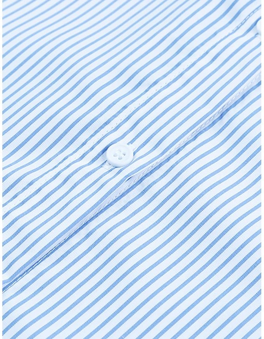 Sky Blue Smocked Cuffed Striped Boyfriend Shirt with Pocket