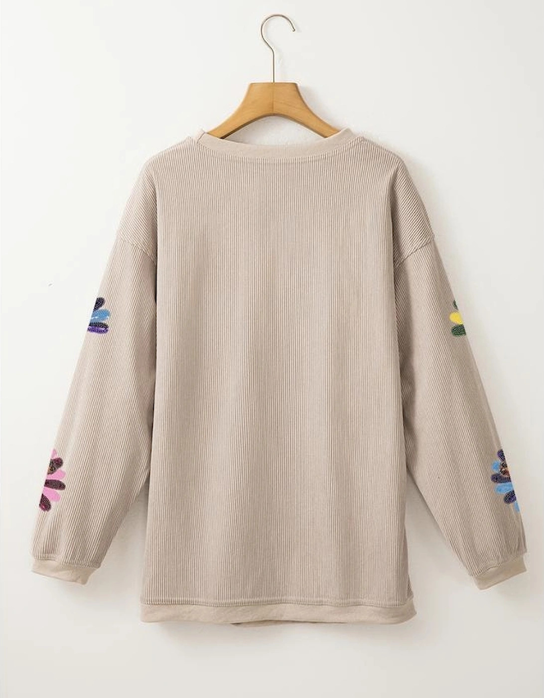 Smoke Gray Turkey Graphic Corded Baggy Sweatshirt