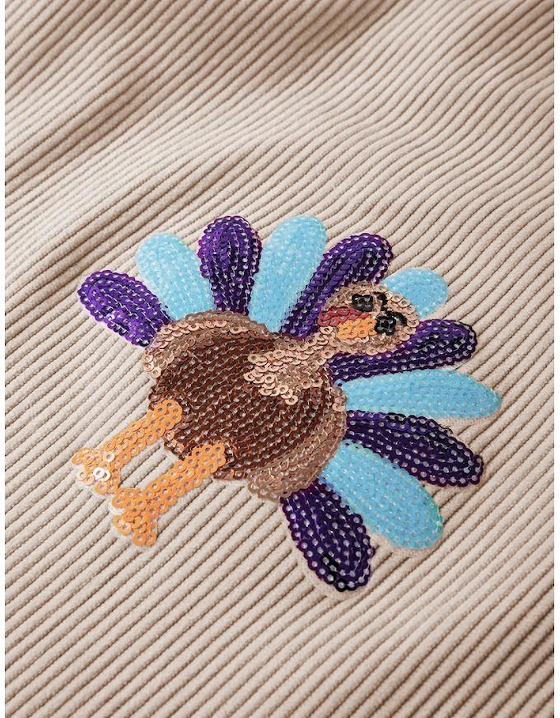 Smoke Gray Turkey Graphic Corded Baggy Sweatshirt